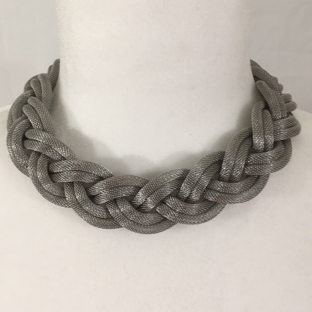 Braided Silver Mesh Necklace